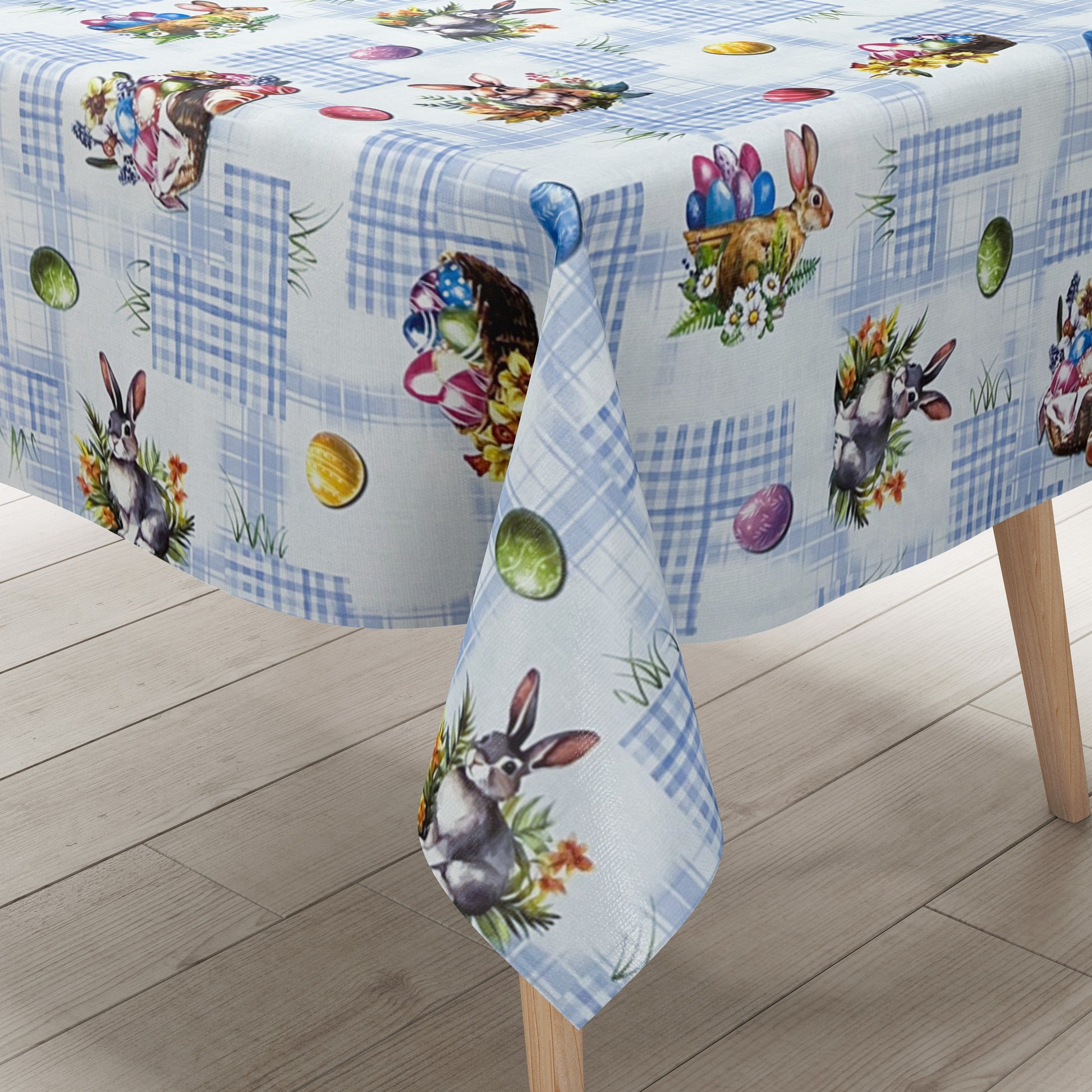 Wachstuch Tischdecke Ostern blau