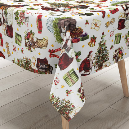 Wachstuch Tischdecke Weihnachten Weihnachtsmann Geschenke