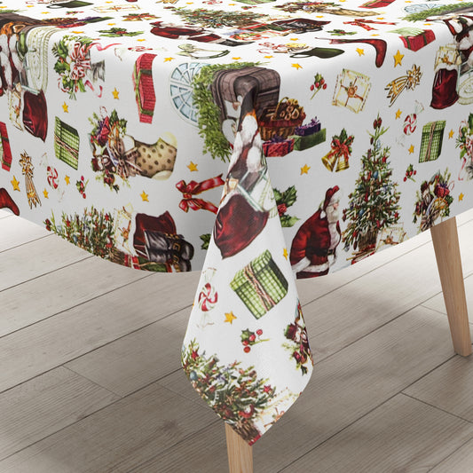 Wachstuch Tischdecke Weihnachten Weihnachtsmann Geschenke