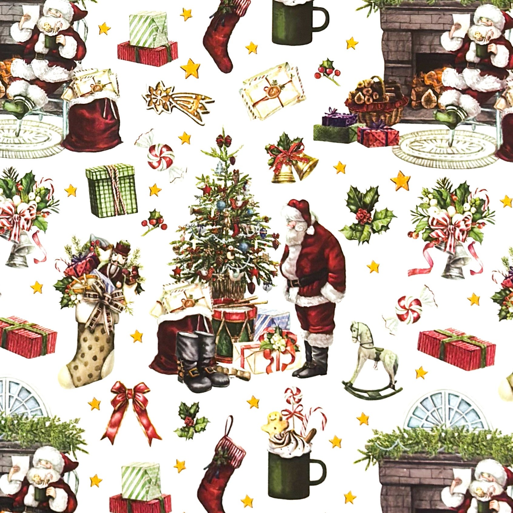 Wachstuch Tischdecke Weihnachten Weihnachtsmann Geschenke