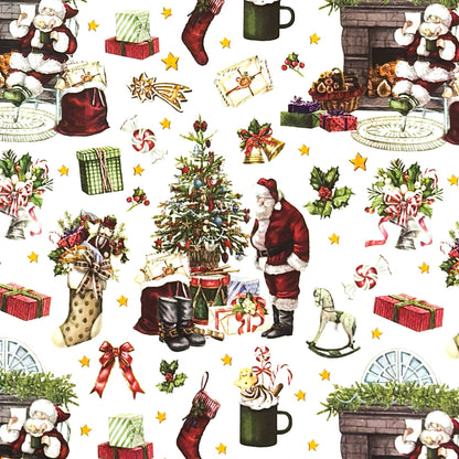 Wachstuch Tischdecke Weihnachten Weihnachtsmann Geschenke