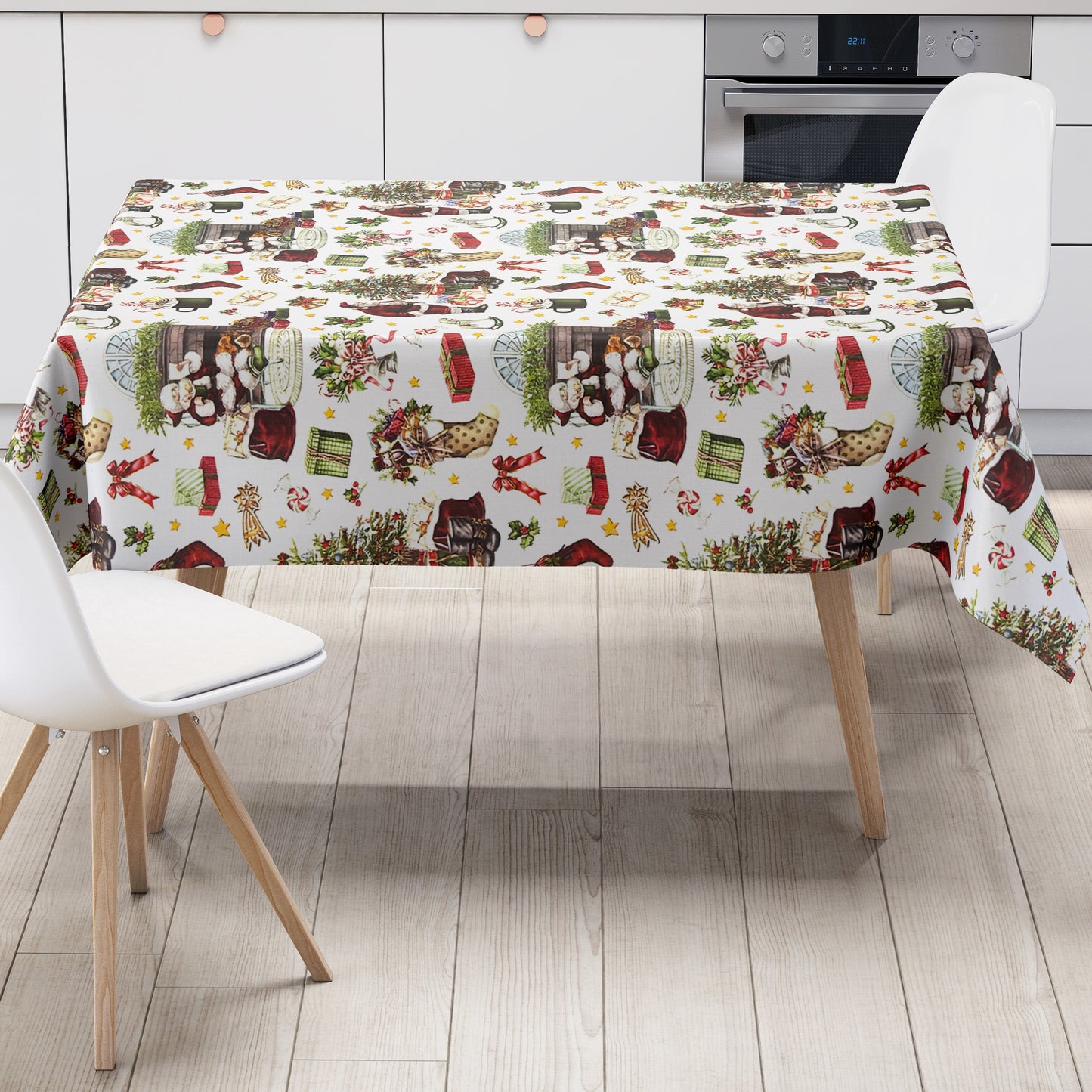 Wachstuch Tischdecke Weihnachten Weihnachtsmann Geschenke