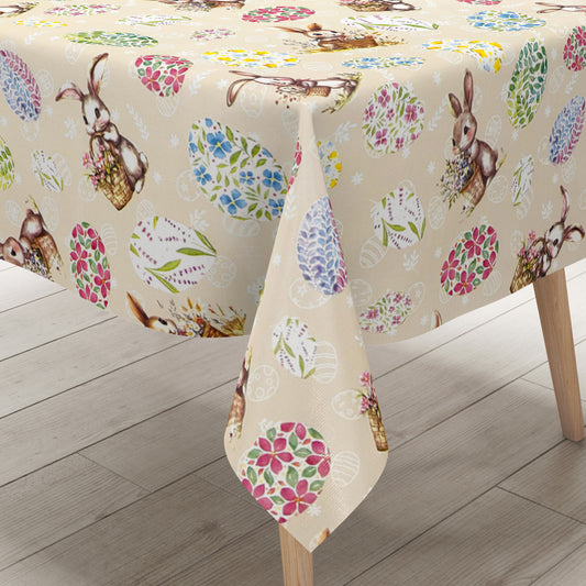 Wachstuch Tischdecke OStern Osterei Osterhase beige