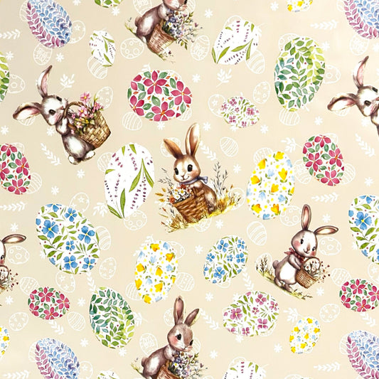 Wachstuch Tischdecke OStern Osterei Osterhase beige