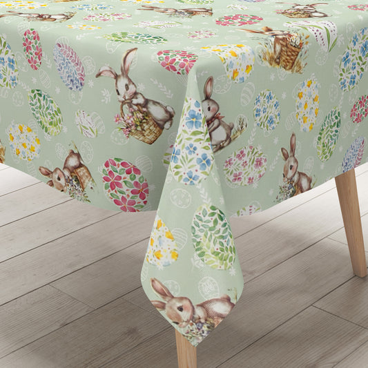 Wachstuch Tischdecke Ostern Osterhase Osterei hellgrün mintgrün