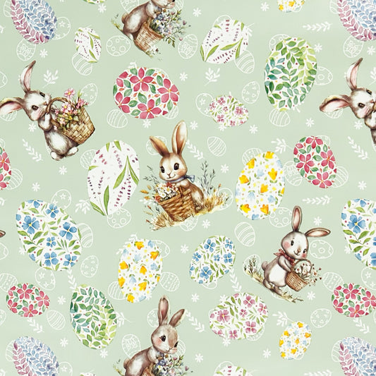Wachstuch Tischdecke Ostern Osterhase Osterei hellgrün mintgrün