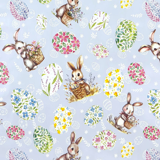 Wachstuch Tischdecke Ostern Osterhase Osterei in hellblau