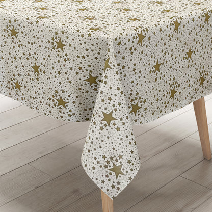 Wachstuch Rolle SONDERPOSTEN Weihnachten Sterne gold auf weiss P226-1 Rollenware