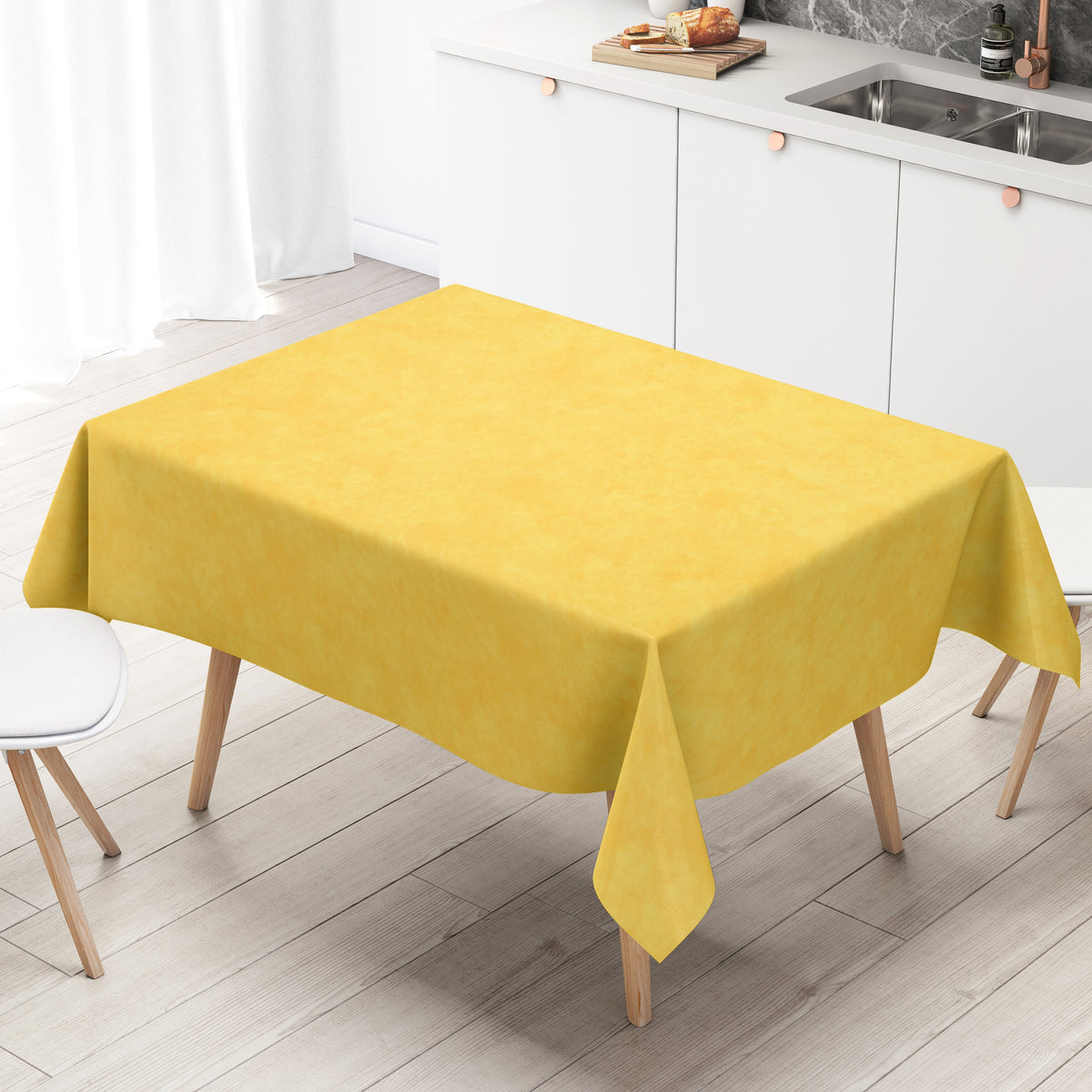 Wachstuch Tischdecke marmoriert gelb
