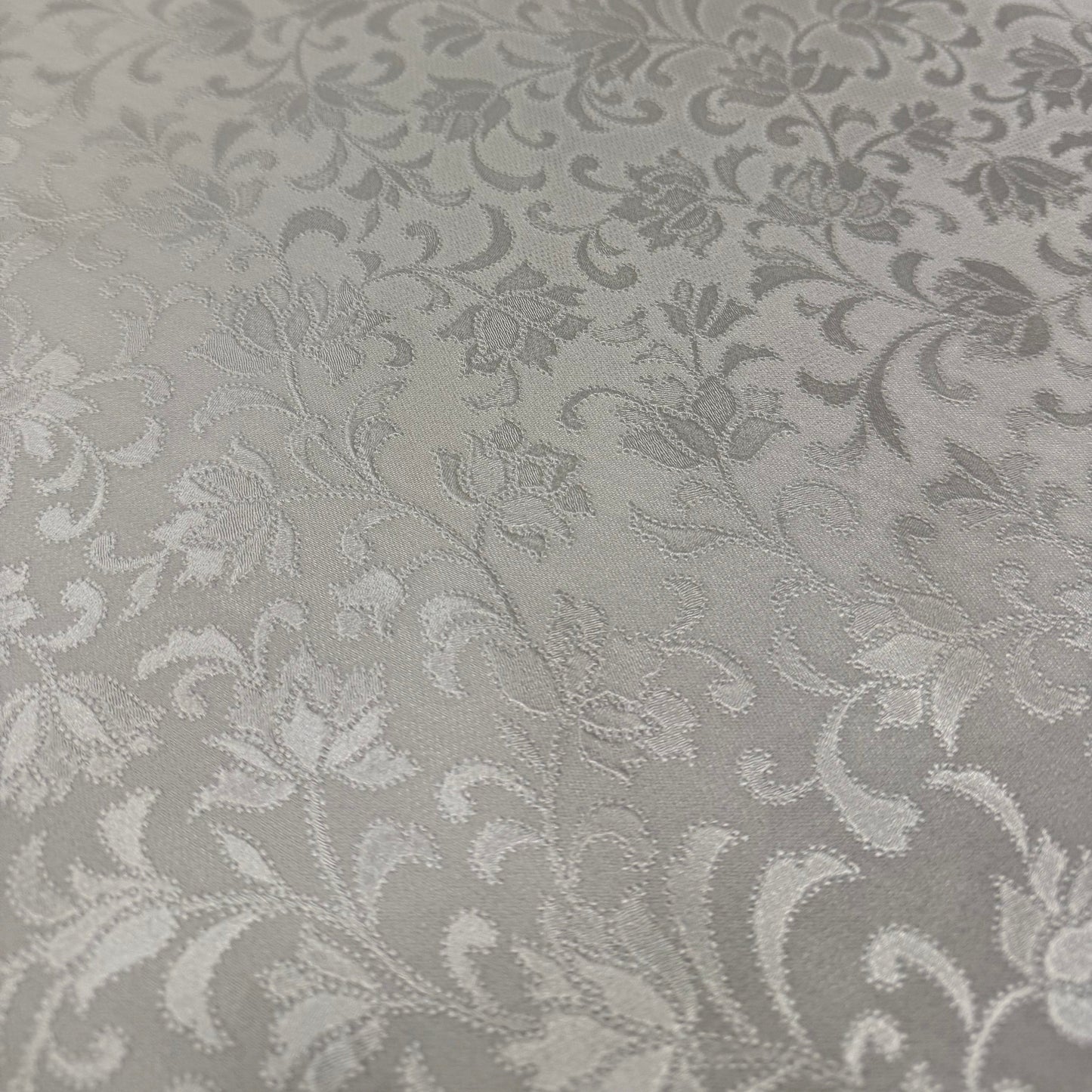 Wachstuch Tischdecke 160 cm Breite Übergröße geprägt P514-53 silber Blumenranken floral eckig rund oval