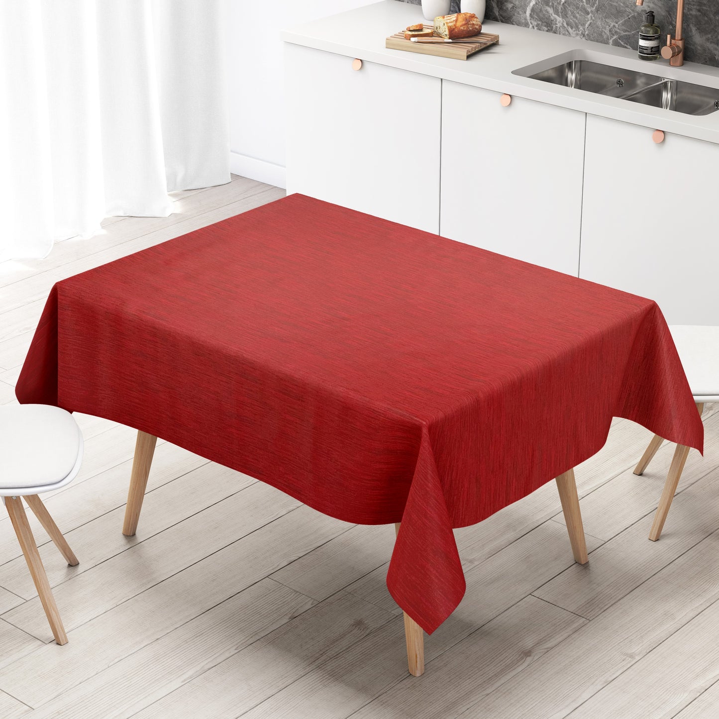 Wachstuch Tischdecke Leinen rot uni