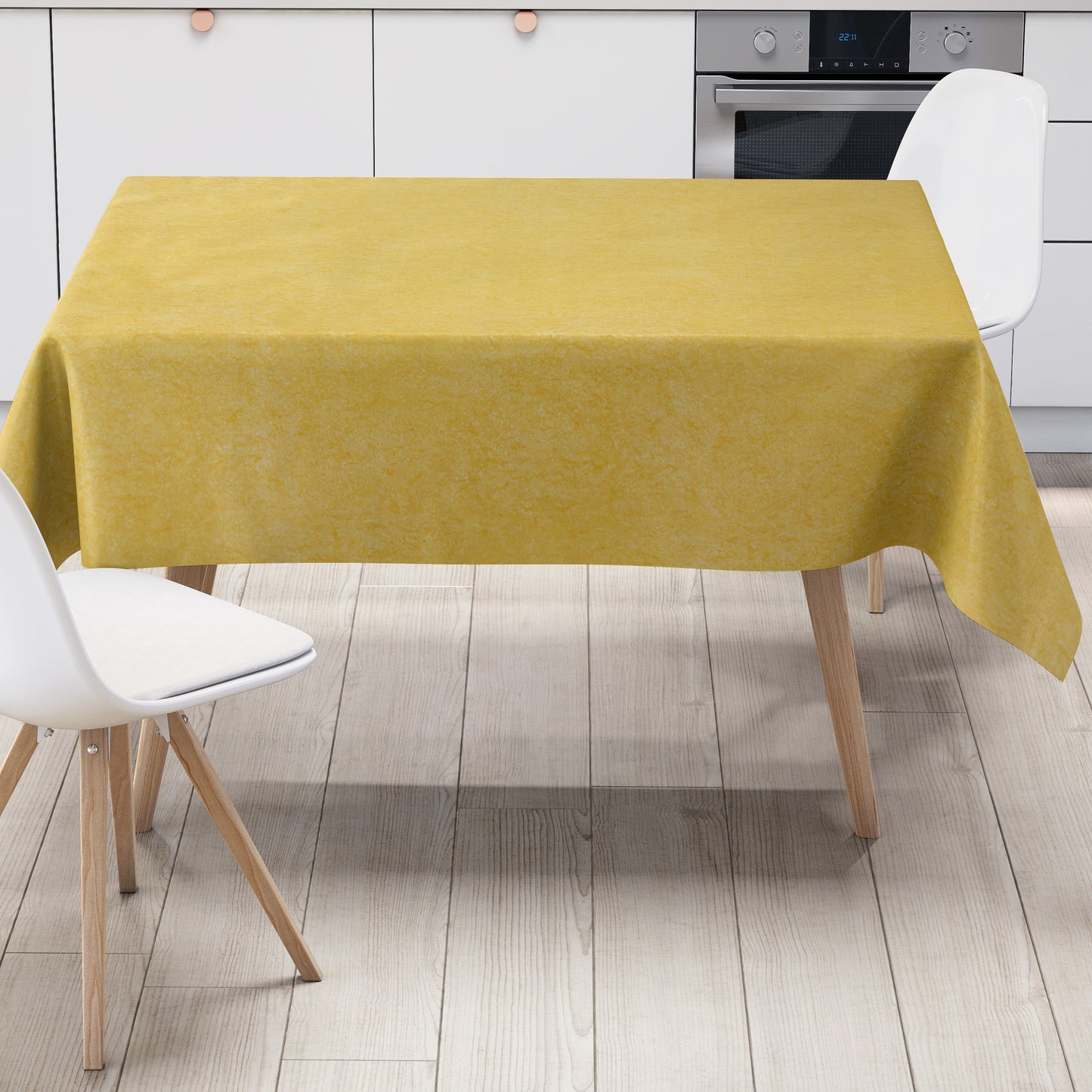 Wachstuch Tischdecke marmoriert gelb