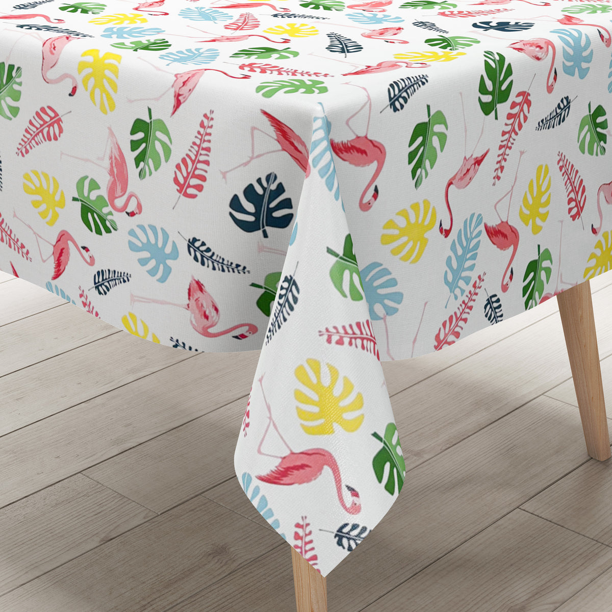 Wachstuch Tischdecke 160 cm Breite Übergröße P8094-1 Flamingo Monstera –