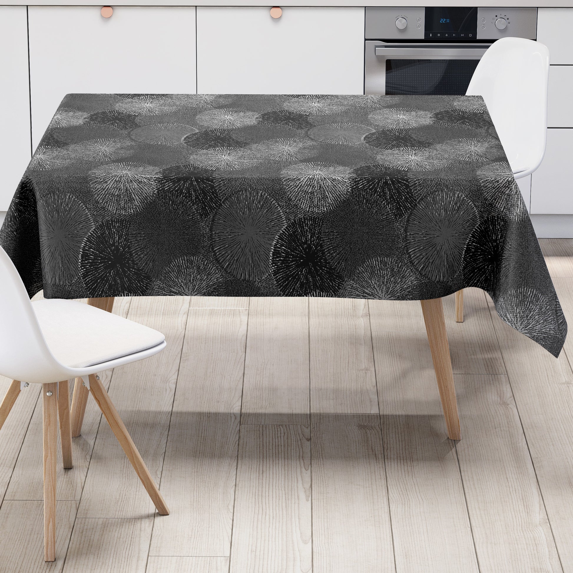 Wachstuch Tischdecke Pusteblume schwarz weiß