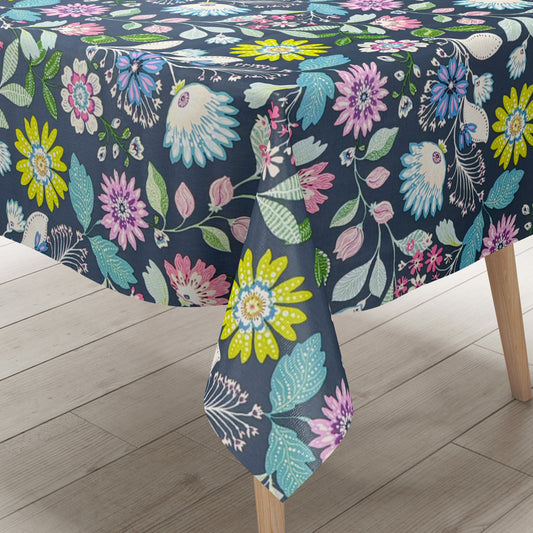 Wacjstuch Tischdecke Blumenwiese  blau