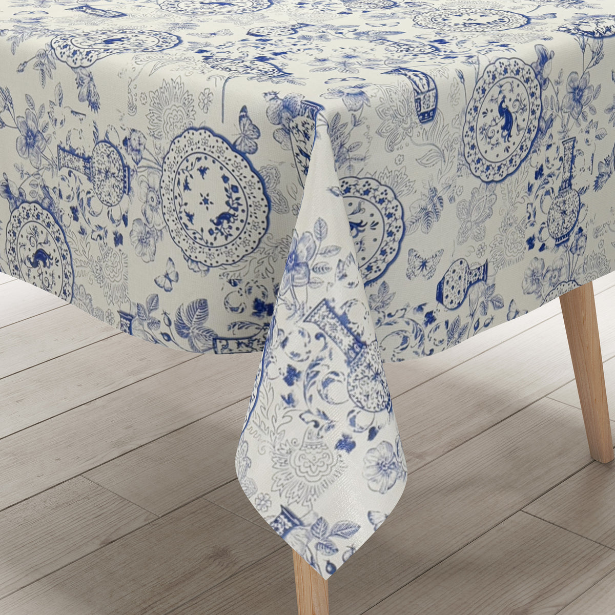 Wachstuch Tischdecke PC140-1 Zwiebelmuster blau weiß Küchenmotiv eckig –