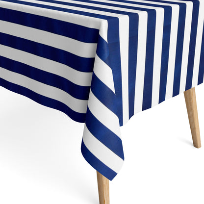 Tischdecke beschichtete Baumwolle Streifen maritim marineblau