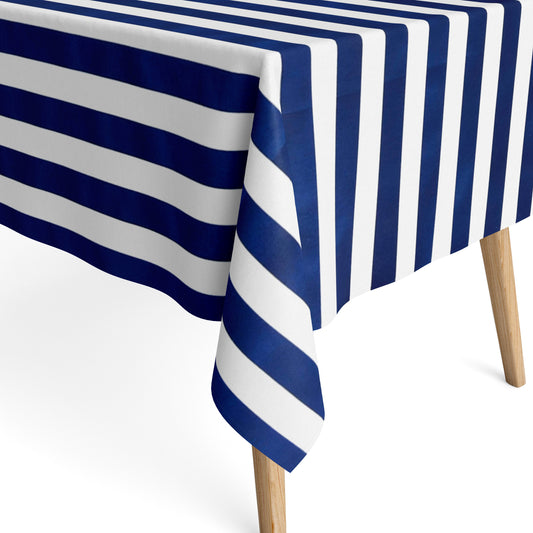 Tischdecke beschichtete Baumwolle Streifen maritim marineblau