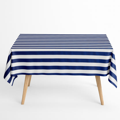 Tischdecke beschichtete Baumwolle Streifen maritim marineblau