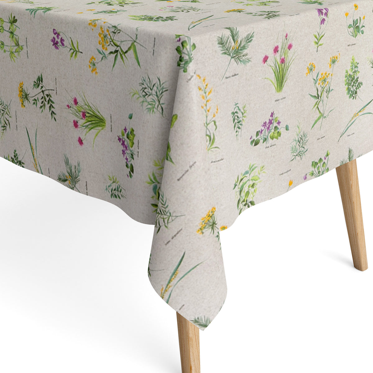 textile Tischdecke Jacquard beschichtete Baumwolle FB RENOIR Kräuter e –