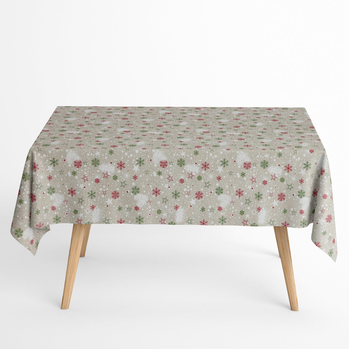 Tischdecke beschichtete Baumwolle Weihnachten Sterne Schneeflocken