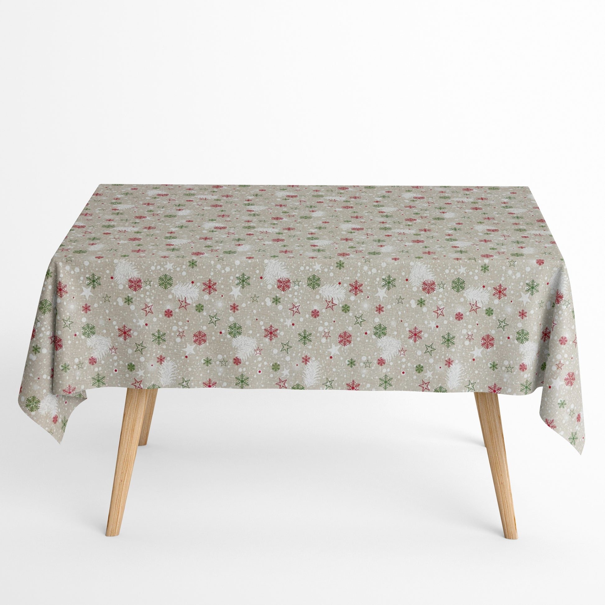 Tischdecke beschichtete Baumwolle Weihnachten Sterne Schneeflocken