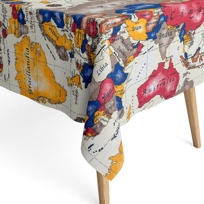 Tischdecke aus beschichteter Baumwolle Weltkarte