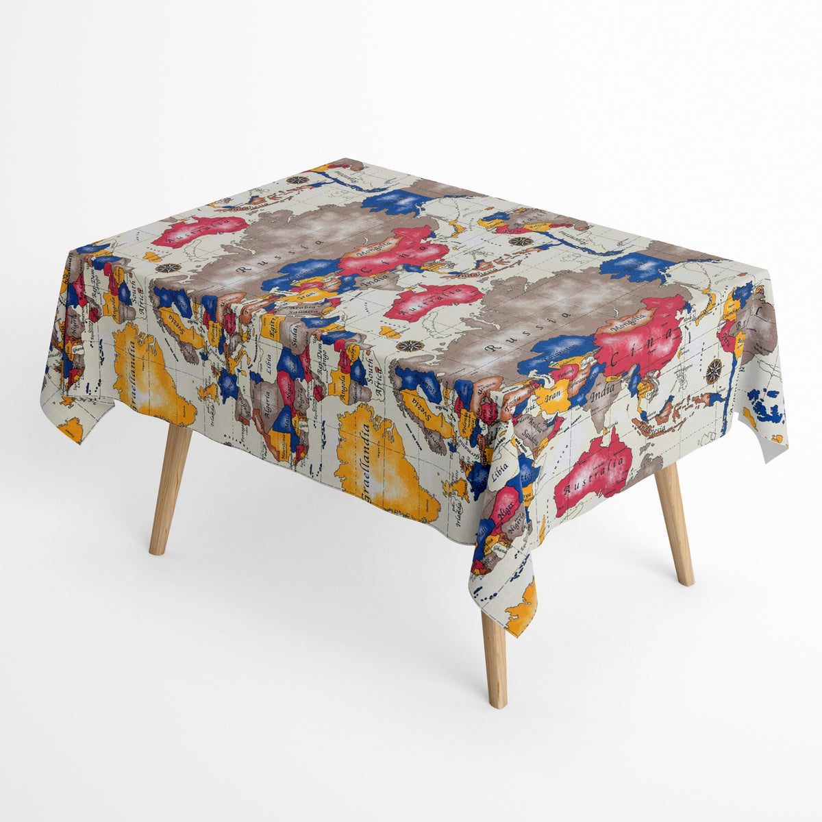 Tischdecke aus beschichteter Baumwolle Weltkarte