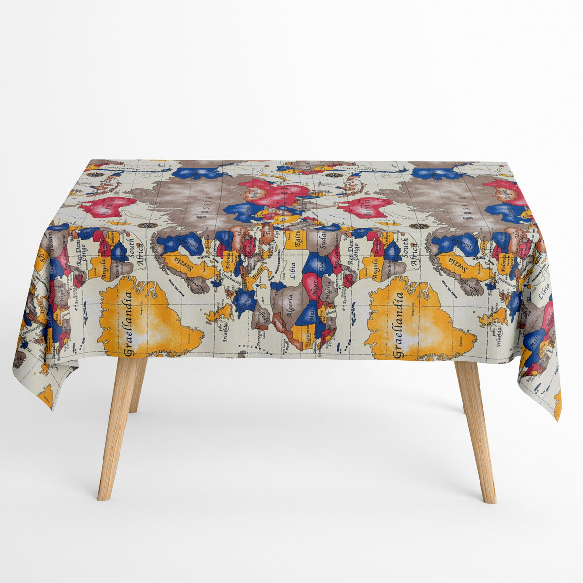 Tischdecke aus beschichteter Baumwolle Weltkarte
