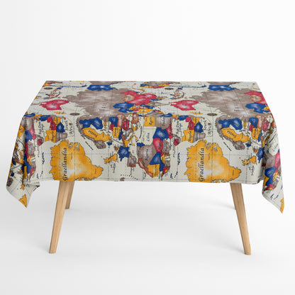 Tischdecke aus beschichteter Baumwolle Weltkarte