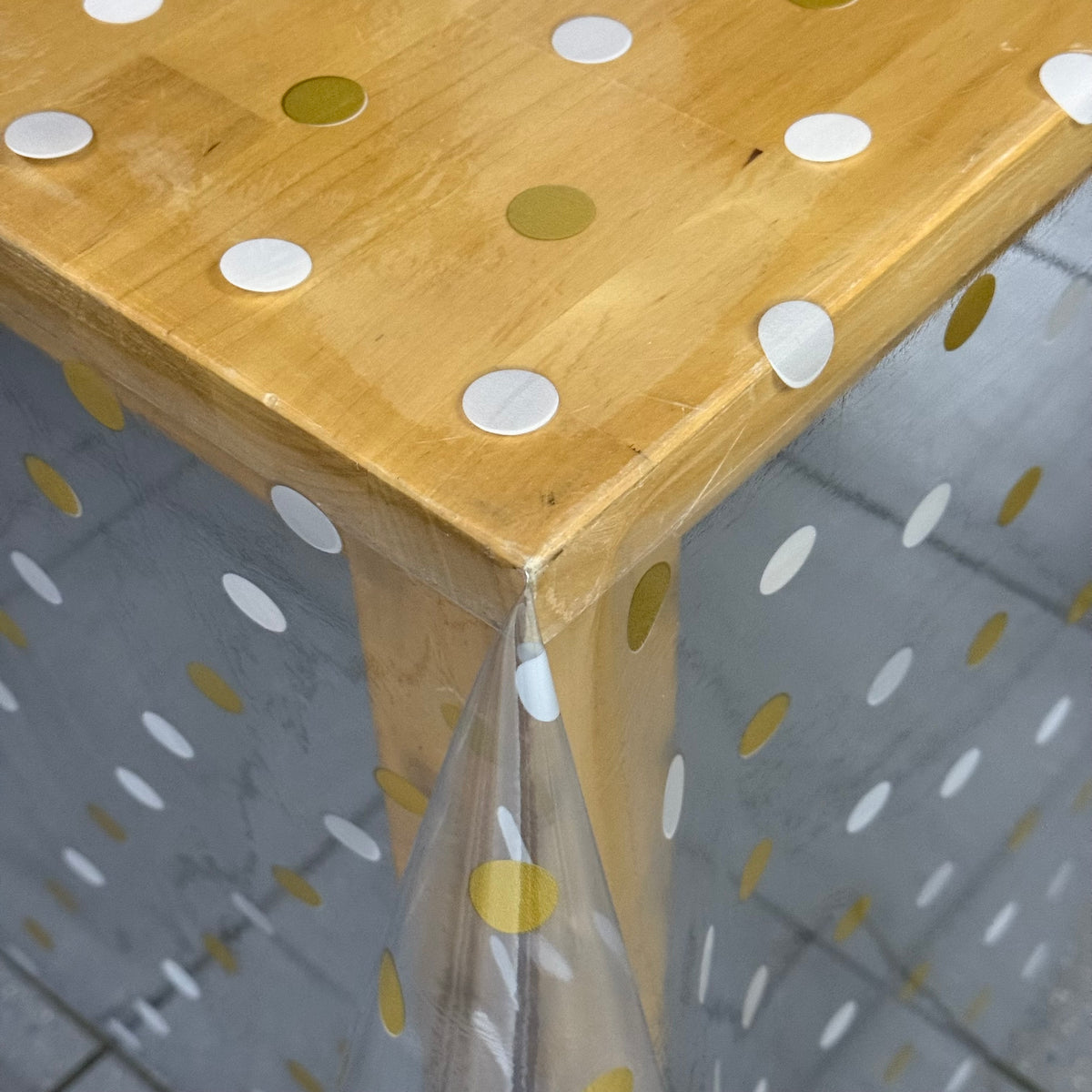 Tischdecke Tischfolie transparent glasklar TF1035-3 Punkte gold silber –