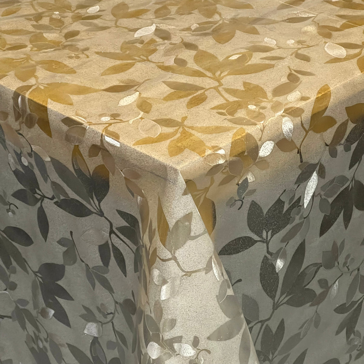 Tischdecke Tischfolie transparent glasklar TFBTA1234 Blätter Glitzer 0 –