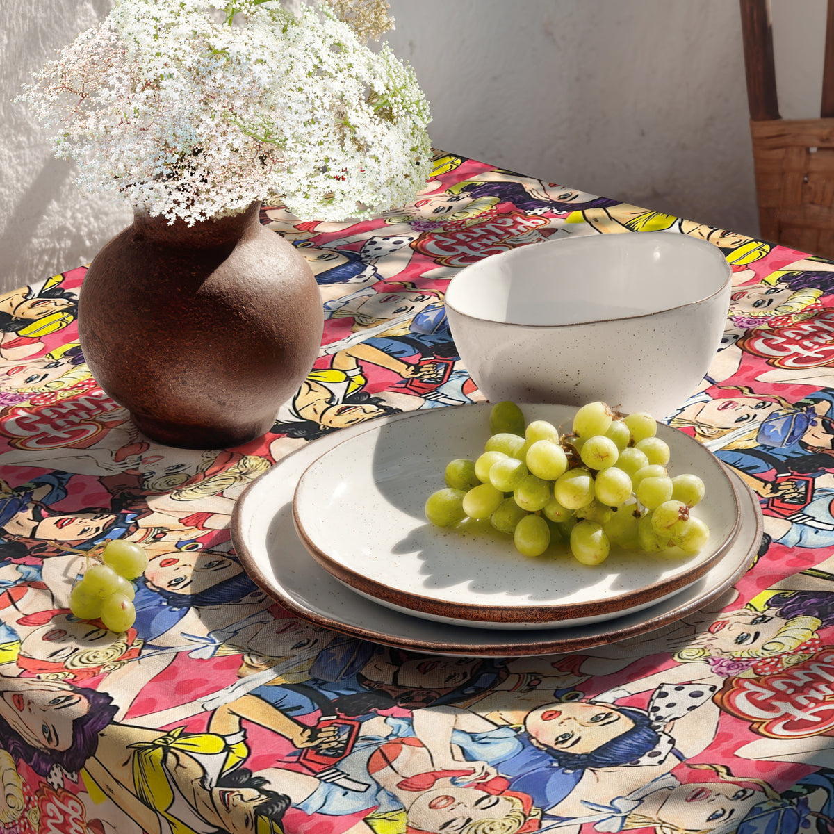 Jacquard Tischdecke aus beschichteter Baumwolle mit Fleckenschutz YVON –