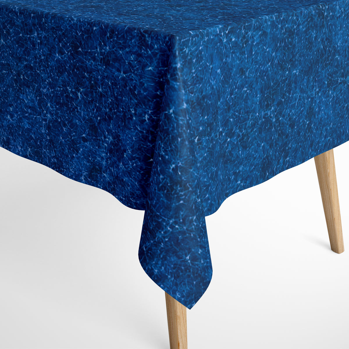 Tischdecke aus Baumwolle mit Teflonbeschichtung marmoriert dunkelblau –