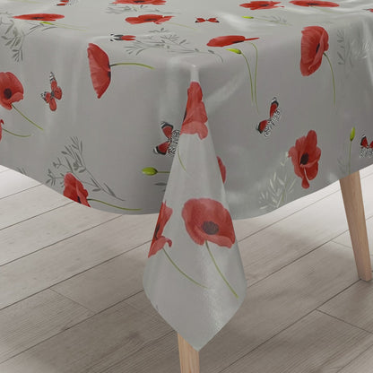 Wachstuch Tischdecke grau Mohn