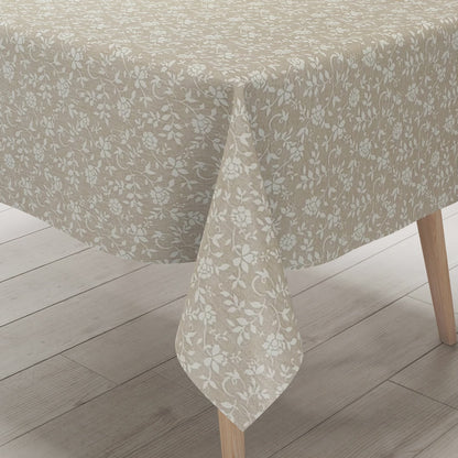 Wachstuch Tischdecke Rosen beige Leinen