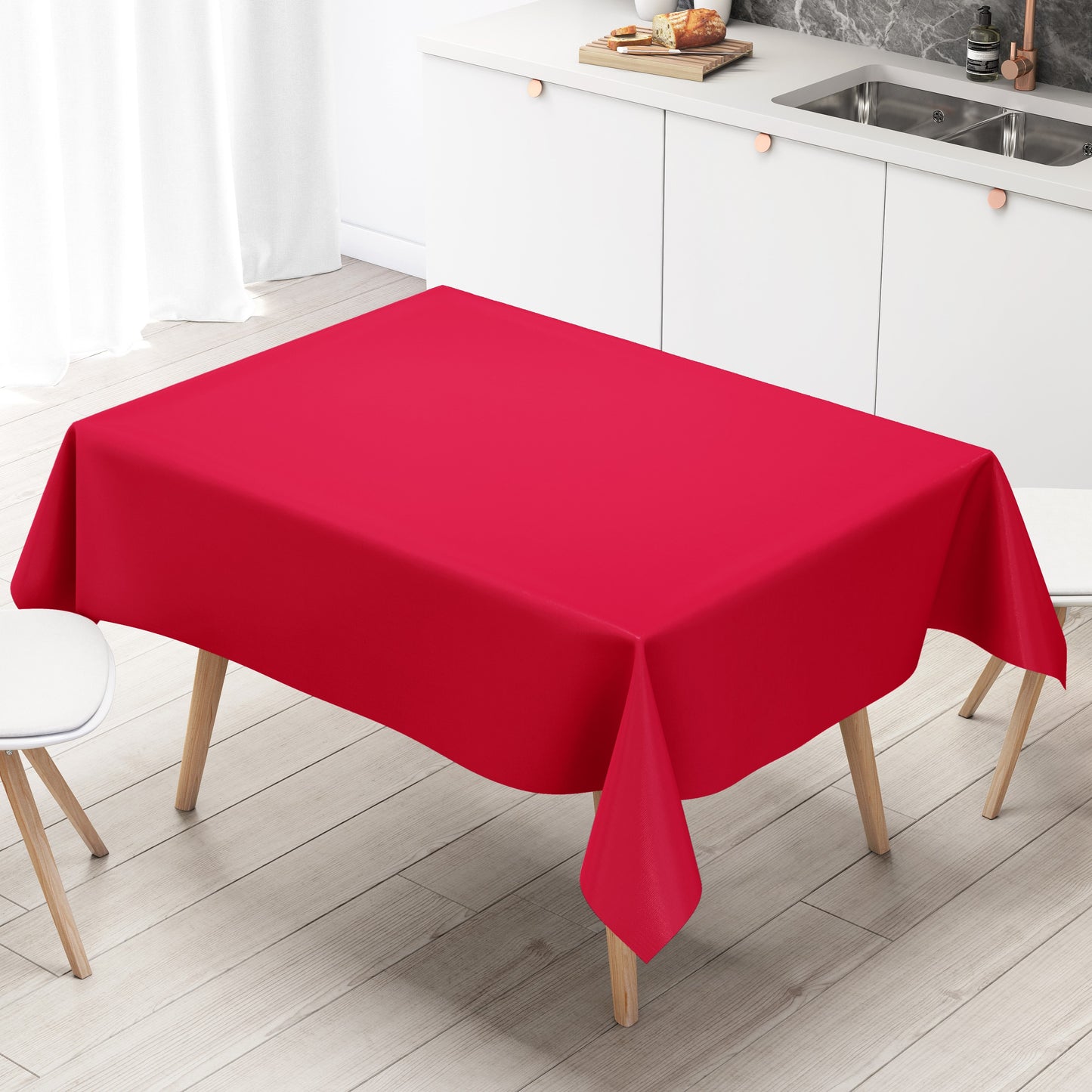KEVKUS Wachstuch Tischdecke unifarben 186 rot einfarbig wählbar in eckig, rund und oval -