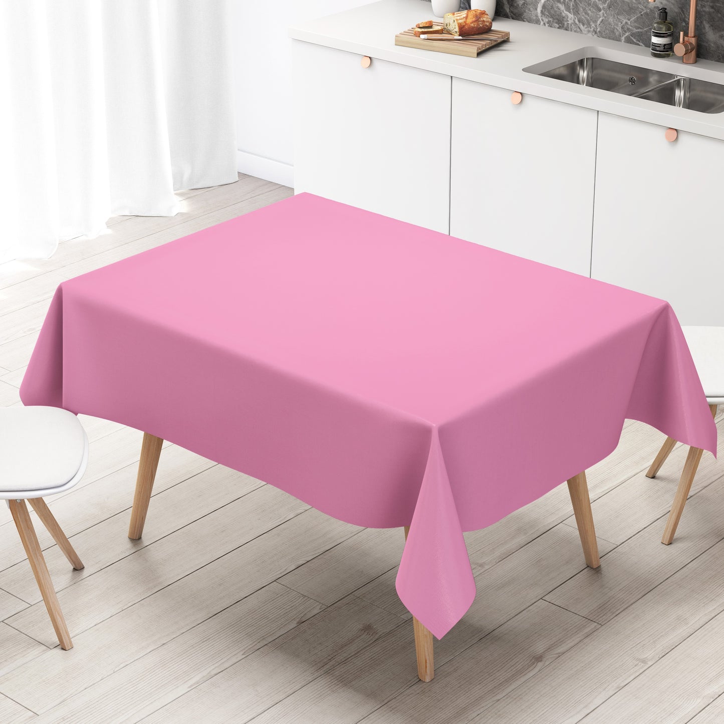 KEVKUS Wachstuch Tischdecke unifarben 210 rosa einfarbig wählbar in eckig, rund und oval -