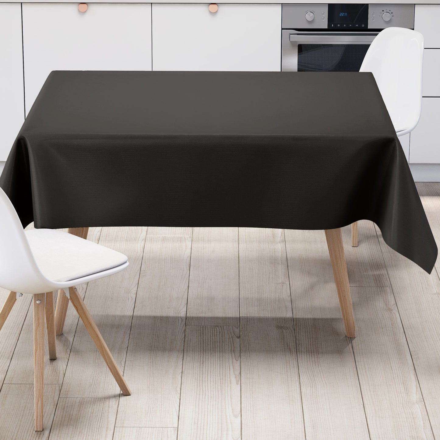 KEVKUS Wachstuch Tischdecke uni 24 Schwarz einfarbig wählbar in eckig, rund und oval -