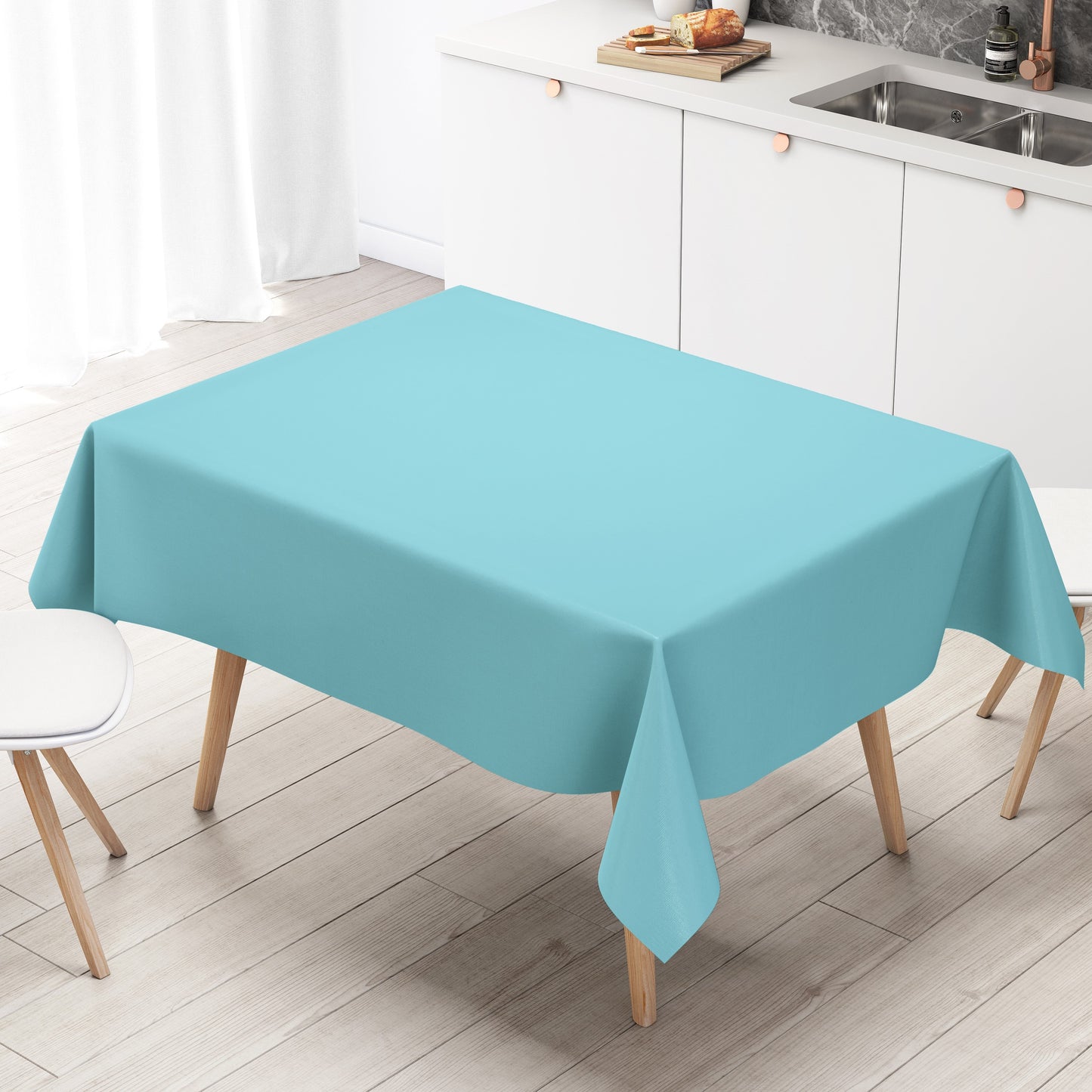 KEVKUS Wachstuch Tischdecke unifarben 291 hellblau einfarbig wählbar in eckig, rund und oval -