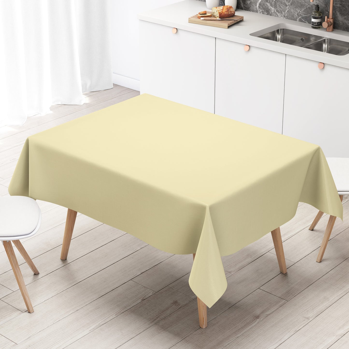KEVKUS Wachstuch Tischdecke uni 7 beige creme einfarbig wählbar in eckig, rund und oval -