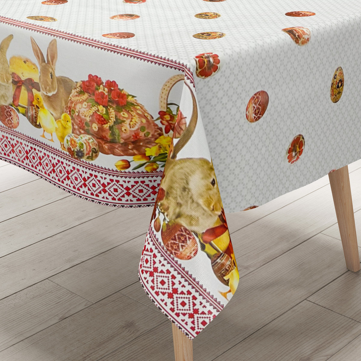 Wachstuch Tischdecke Meterware 01066-00 Ostern Osterhase Bordürenmuste –