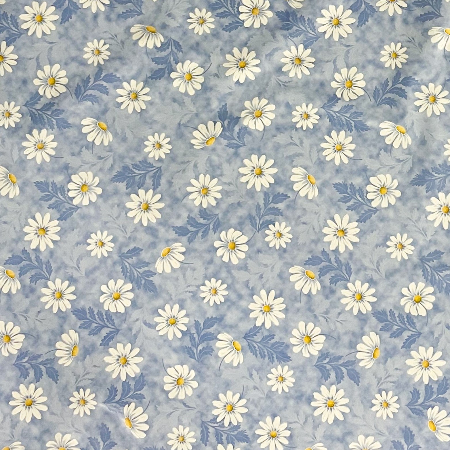 Wachstuchtischdecke hellblau Blumen Frühjahr Magerite 