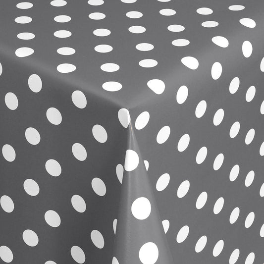 abwaschbare pvc Tischdecke Wachstuch Punkte grau Polkda dots eckig rund oval