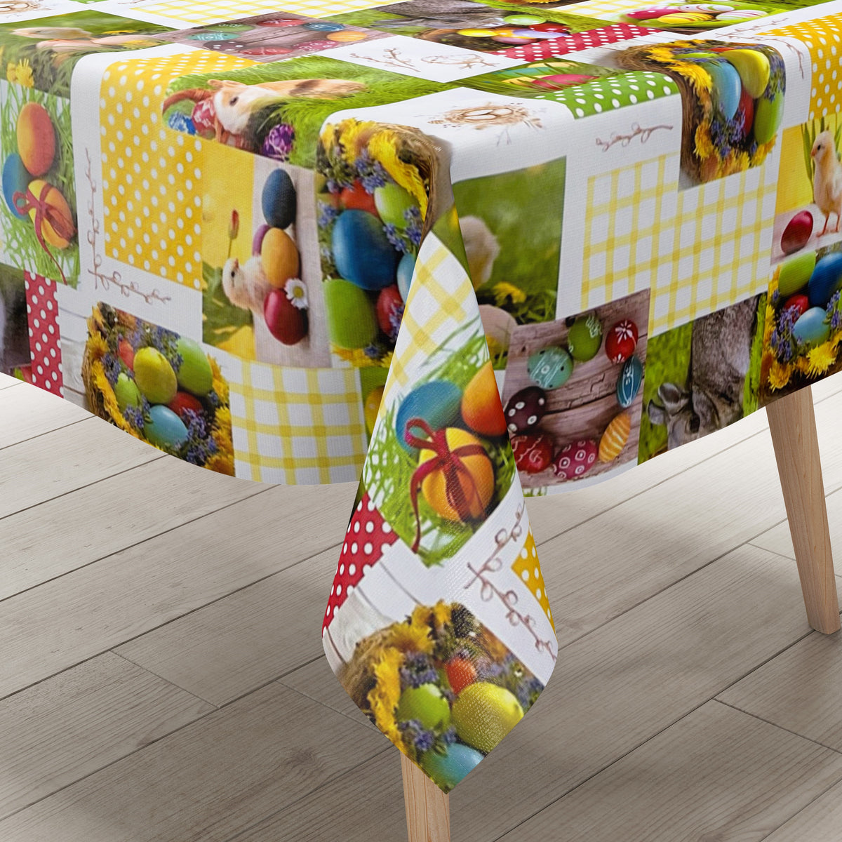 Wachstuch Tischdecke Meterware 01360-00 Ostern Osterei Küken eckig run –