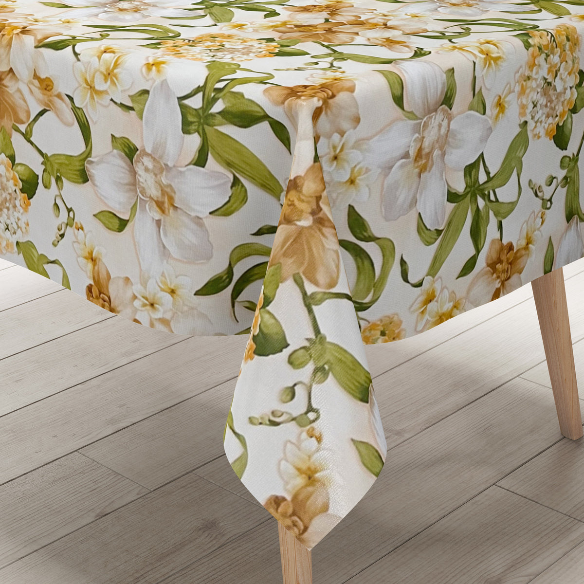 Wachstuch Tischdecke 01446-02 Lilien Blumen floral Meterware beige eck –