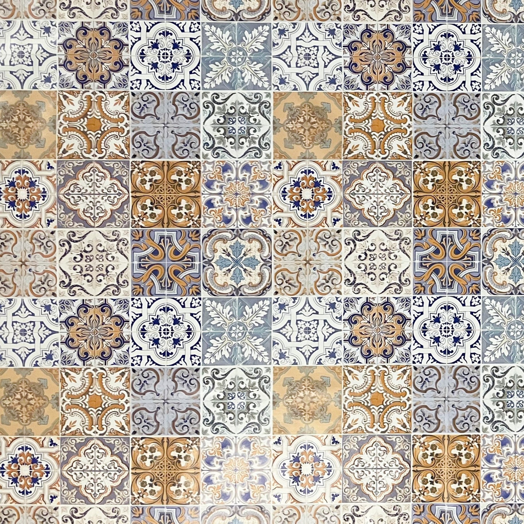 Wachstuch Tischdecke Mosaik blau orange