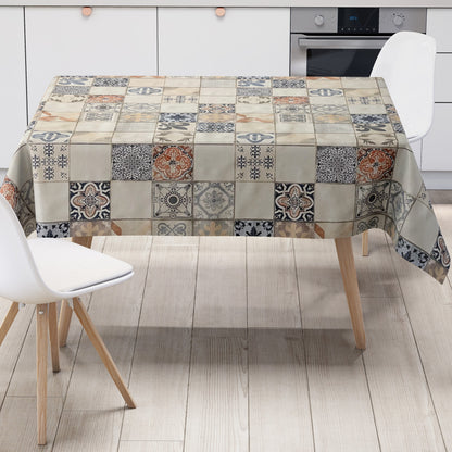 Wachstuch Tischdecke Mosaik beige blau