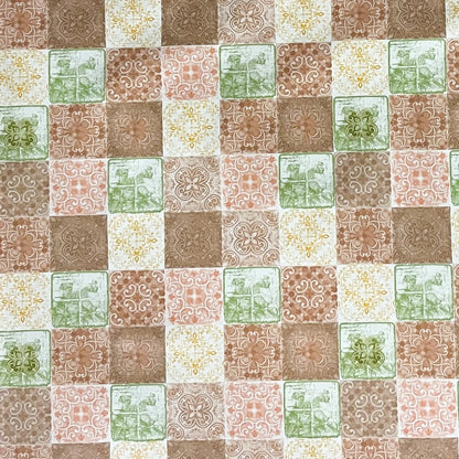 Wachstuch Tischdecke Mosaik Fliesen braun grün