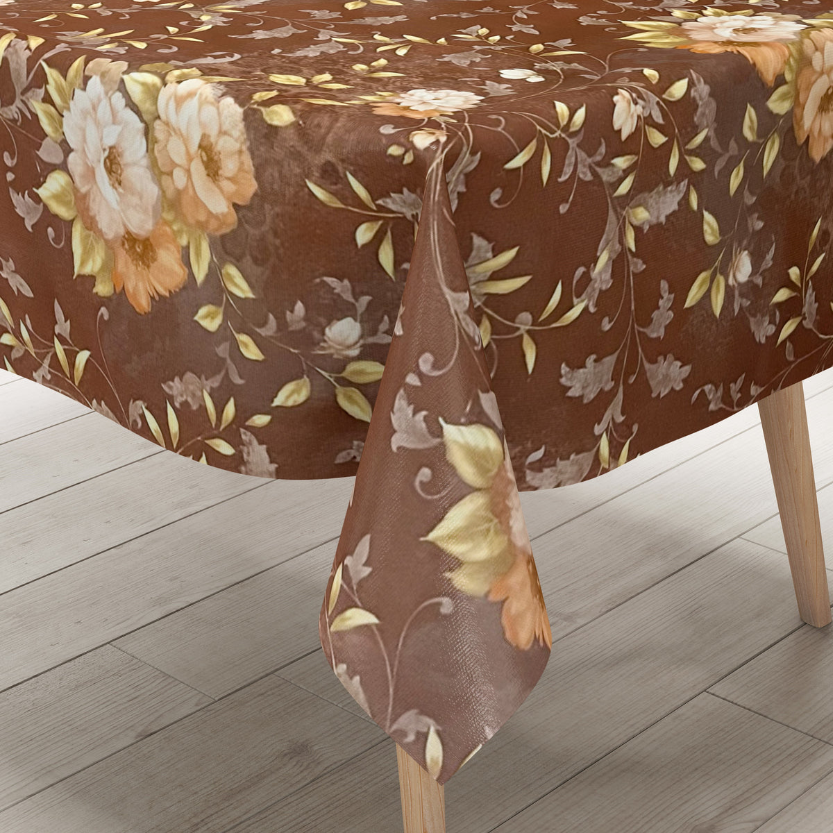 Wachstuch Tischdecke 06237-08 Rosen Blüten auf braun eckig rund oval –